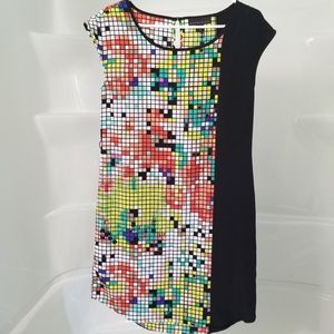 (S) attention Tertris Style Colorful Pixelated T-Shirt Dress Eclectic Casual